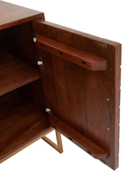 Wooden cabinet with a door open on a white background