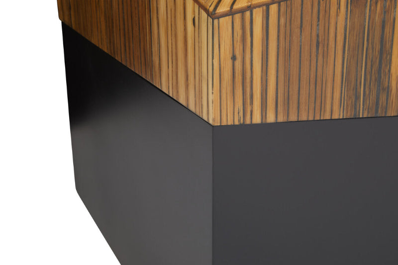 Wooden surface on a black base with a white background