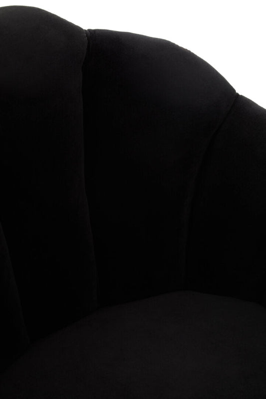 Ardela & Co Corena Peacock Design Black Velvet Scalloped Chair