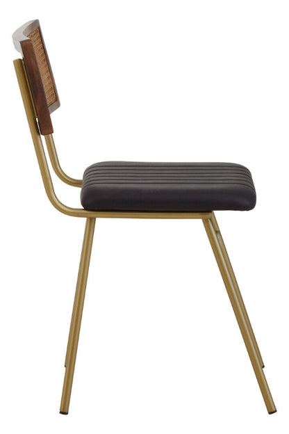 Ardela & Co Bison Black Leather and Rattan Dining Chair