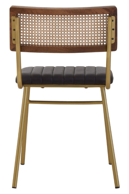 Ardela & Co Bison Black Leather and Rattan Dining Chair
