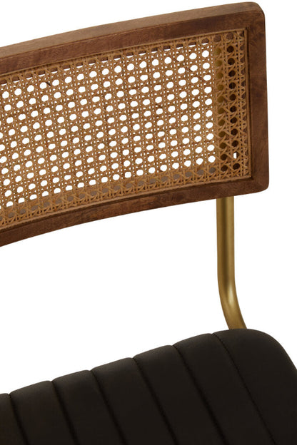 Ardela & Co Bison Black Leather and Rattan Dining Chair