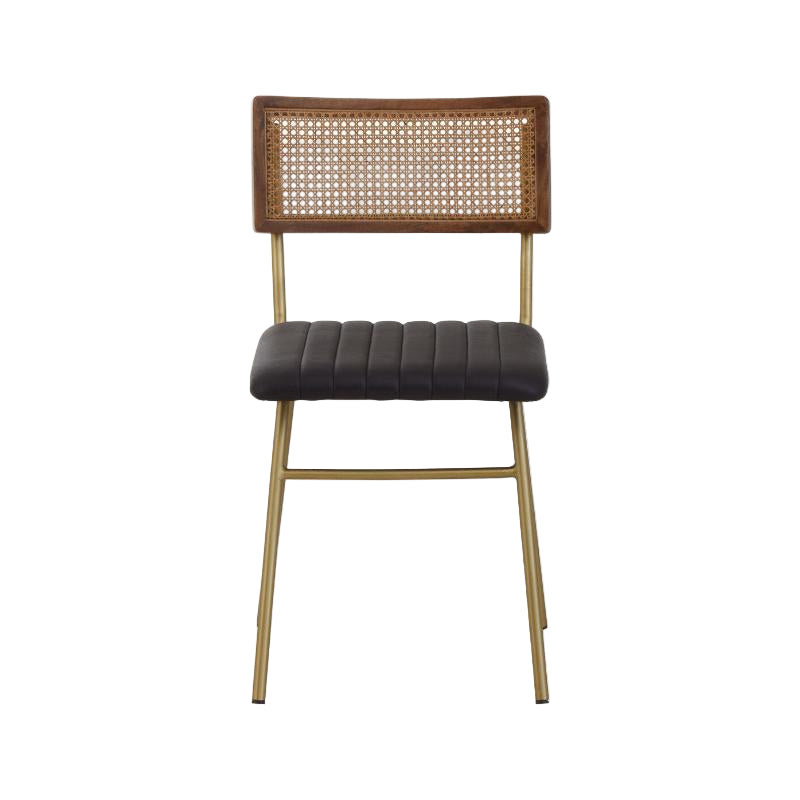 Ardela & Co Bison Black Leather and Rattan Dining Chair