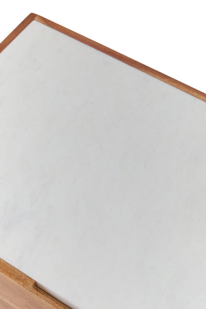 White rectangular board with a wooden frame on a white background