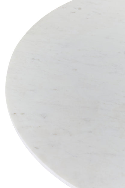 Round marble surface with subtle veining on a white background