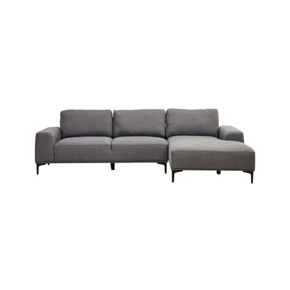 Grey sectional sofa on a white background