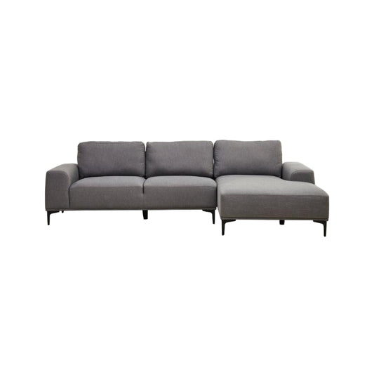 Grey sectional sofa on a white background