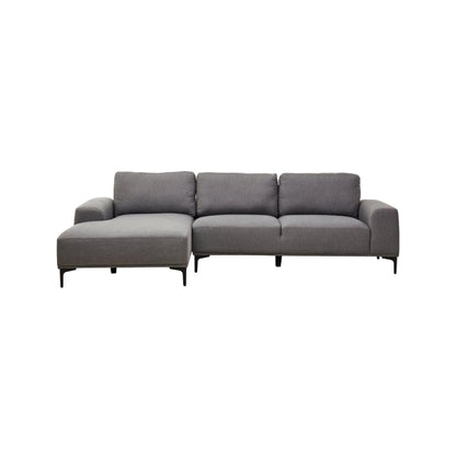 Grey sectional sofa on a white background