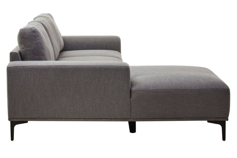Grey Seat Grey Fabric Left Chaise Sofa