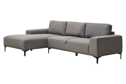 Grey Seat Grey Fabric Left Chaise Sofa