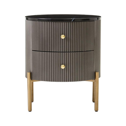 Ardela & Co Dorchester Grey Two Drawer Chest with Black Marble Top