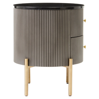 Ardela & Co Dorchester Grey Two Drawer Chest with Black Marble Top