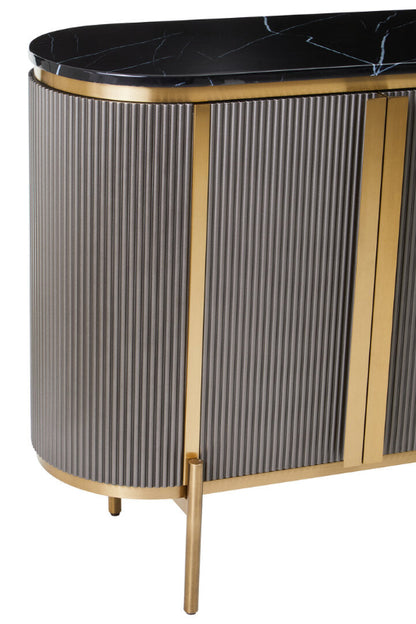 Ardela & Co Dorchester Grey Four Door Sideboard With Black Marble Top