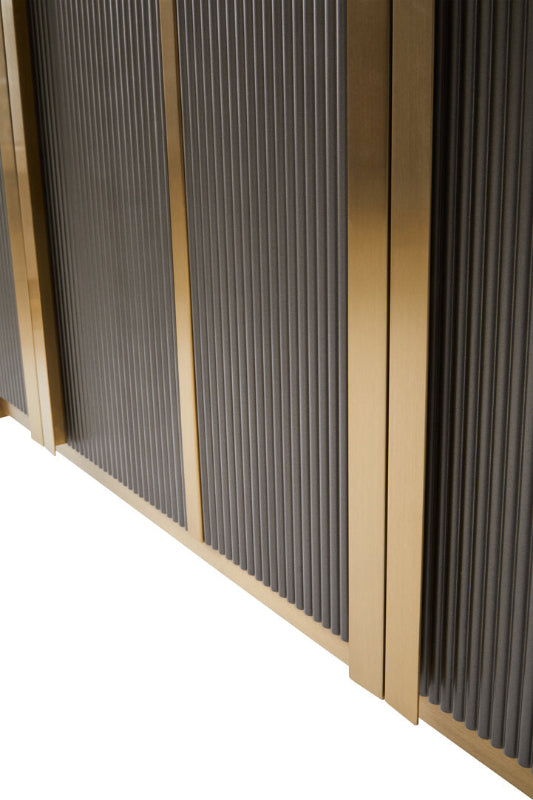 Ardela & Co Dorchester Grey Four Door Sideboard With Black Marble Top