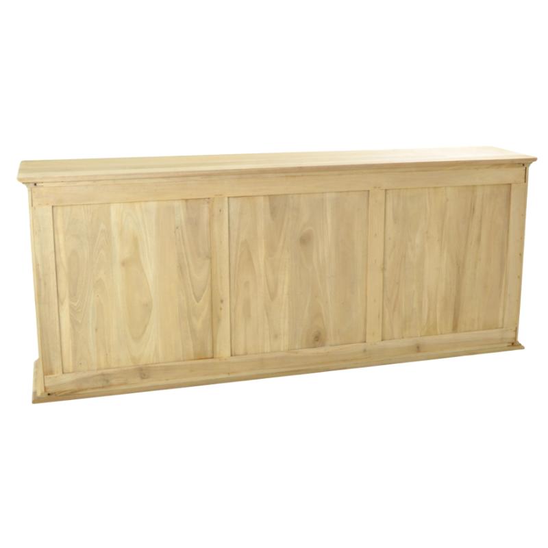 A light natural wood sideboard or buffet cabinet with three front doors and a flat top, shown against a plain white background.