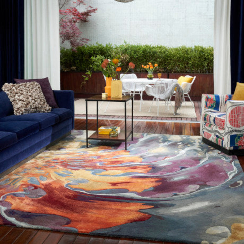 Nourison Prismatic Swirl Statement Rug - Orange, Purple & Charcoal