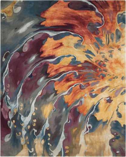 Nourison Prismatic Swirl Statement Rug - Orange, Purple & Charcoal