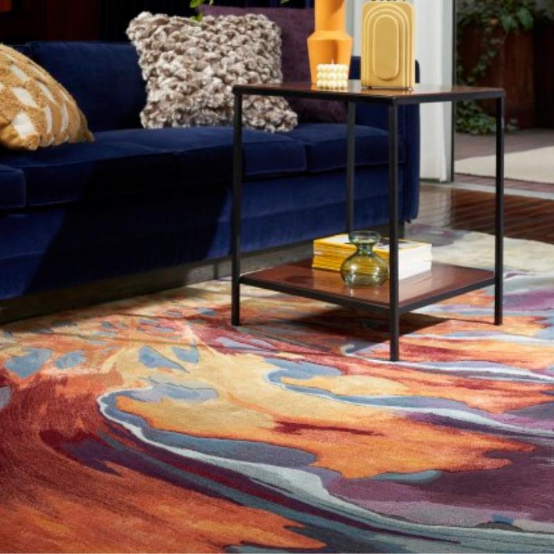 Nourison Prismatic Swirl Statement Rug - Orange, Purple & Charcoal