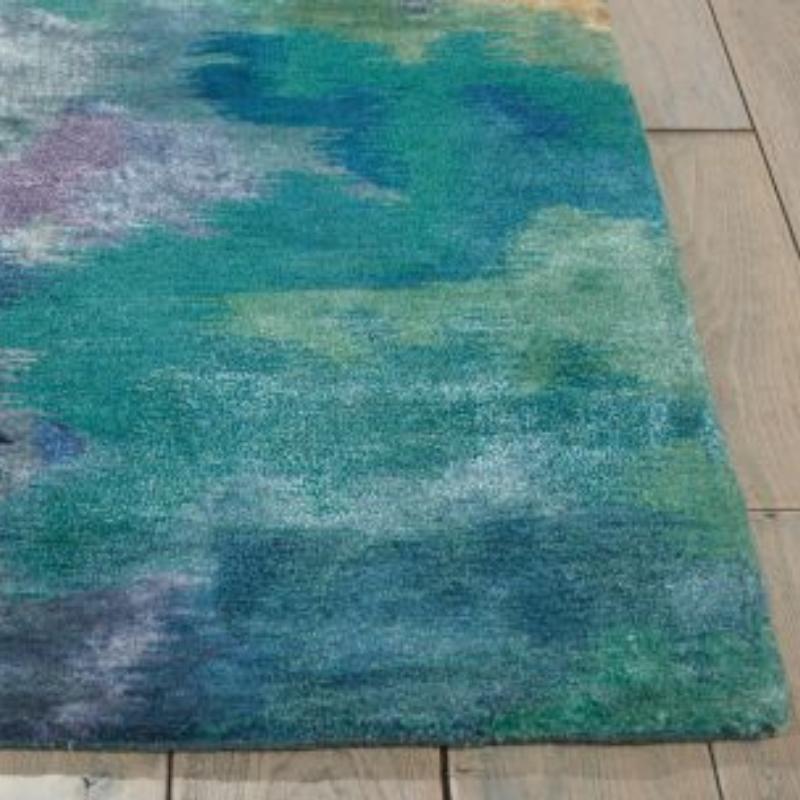 Nourison Prismatic Water Lily Statement Rug - Silver & Blue