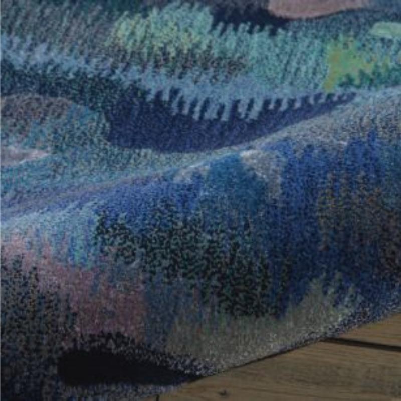 Nourison Prismatic Water Lily Statement Rug - Silver & Blue