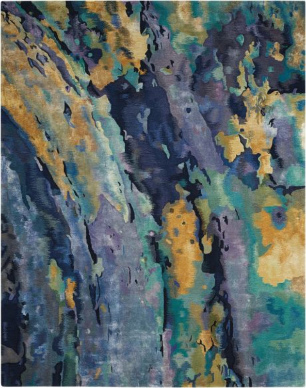 Nourison Prismatic Water Lily Statement Rug - Silver & Blue
