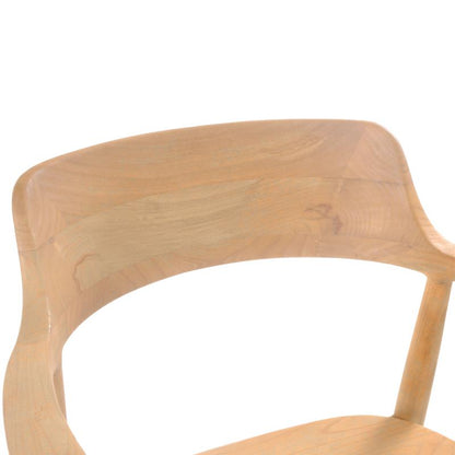 Close-up of a light natural wood chair backrest showing the grain and curved shape against a plain white background.