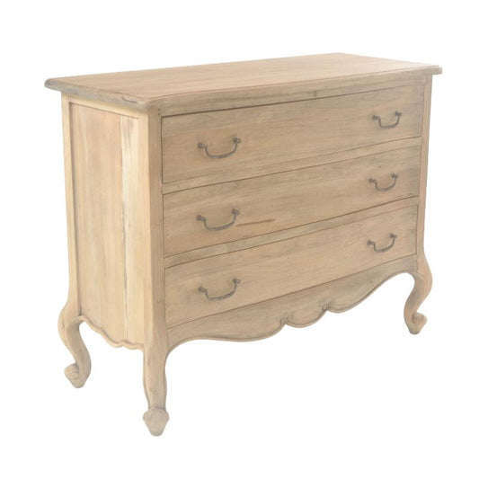 Avelor French Inspired Bleached Mahogany 3 Drawer Chest of Drawers