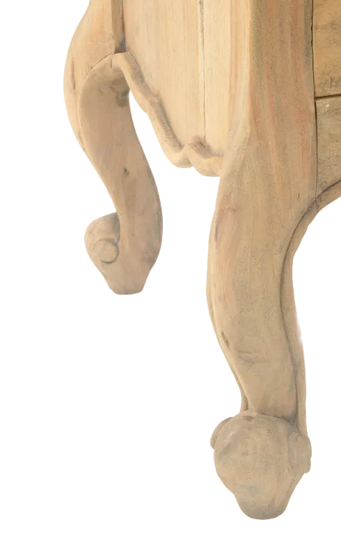 Wooden furniture leg on a white background
