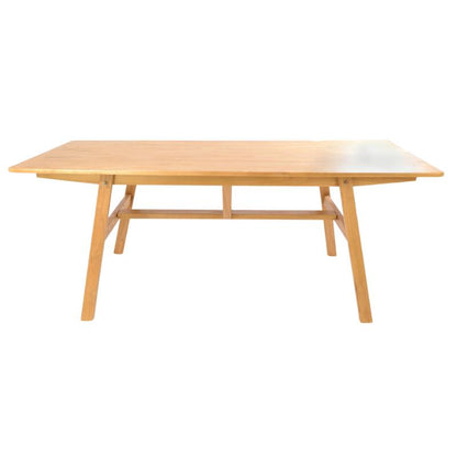 A light natural wood rectangular table with angled legs and a central support brace, shown against a plain white background.