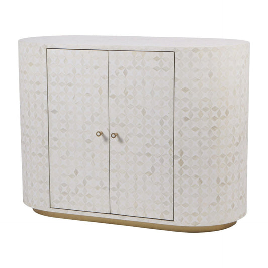 Round cabinet with a patterned design on a white background