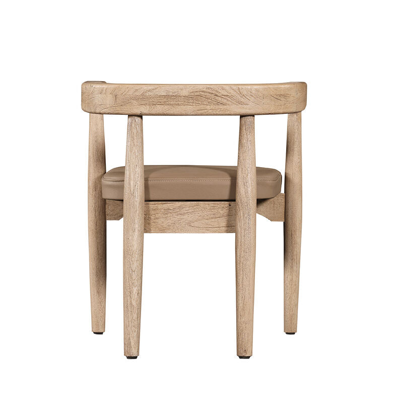Wooden chair with a cushioned seat on a white background