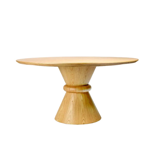 Libra Interiors Canberra Round Wooden Dining Table on Pedestal Base