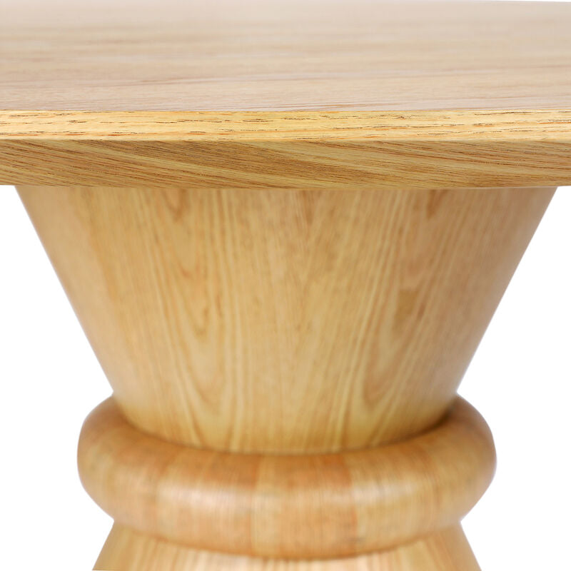 Libra Interiors Canberra Round Wooden Dining Table on Pedestal Base