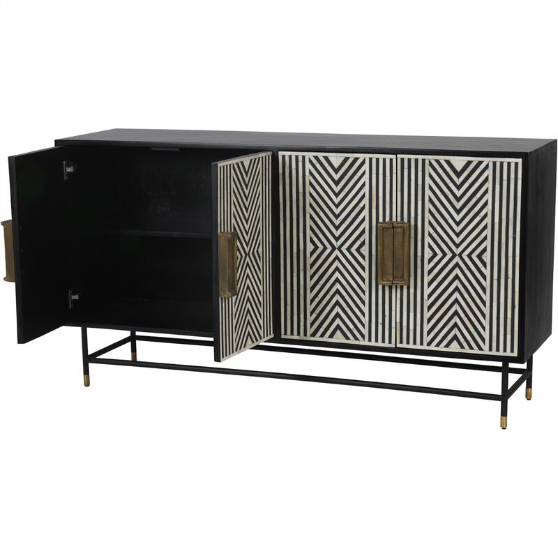 Libra Interiors Delaney Bone Inlay Four Door Buffet Cabinet