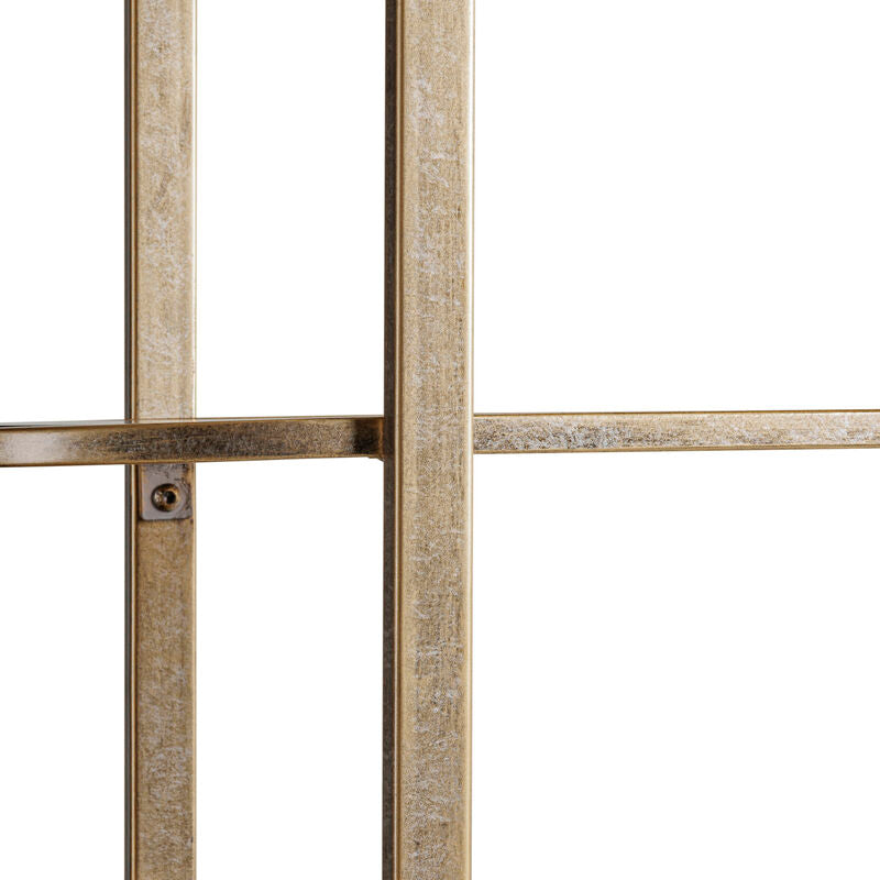 Close up of metal shelving unit