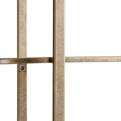 Close up of metal shelving unit