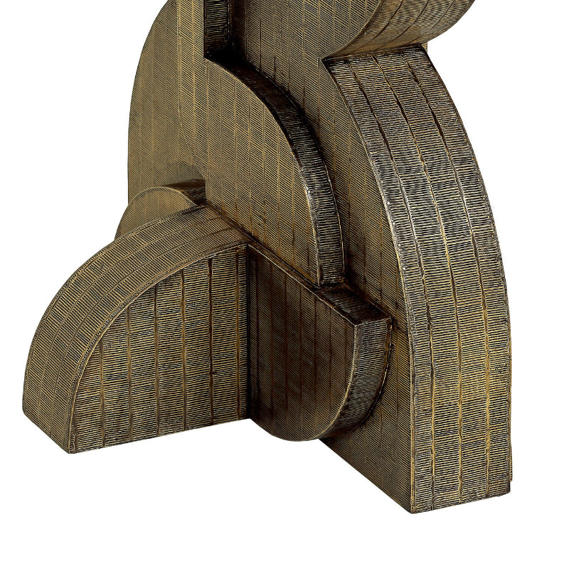 Abstract sculpture with geometric shapes on a white background