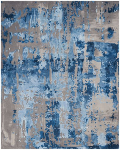 Nourison Prismatic Contemporary 3D Rug - Blue & Grey