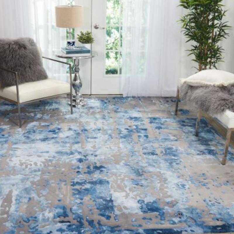 Nourison Prismatic Contemporary 3D Rug - Blue & Grey