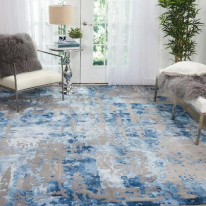 Nourison Prismatic Contemporary 3D Rug - Blue & Grey