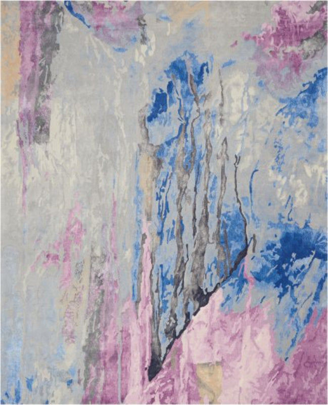 Nourison Prismatic Watercolour Statement Rug - Blue, Violet & Grey