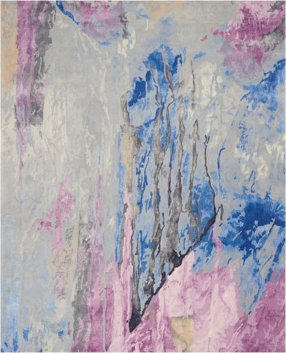 Nourison Prismatic Watercolour Statement Rug - Blue, Violet & Grey