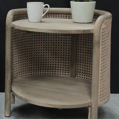 Avelor Solid Teak & Rattan Round Side Table