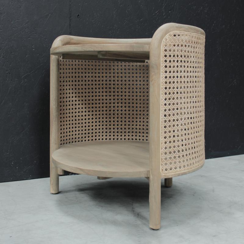 Avelor Solid Teak & Rattan Round Side Table