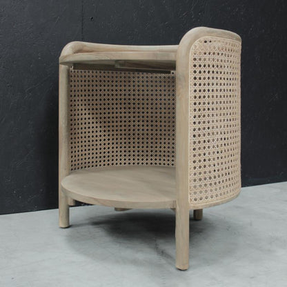 Avelor Solid Teak & Rattan Round Side Table