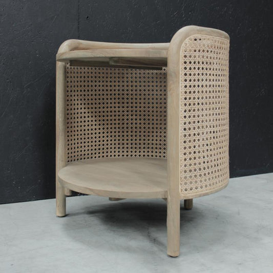 Avelor Solid Teak & Rattan Round Side Table