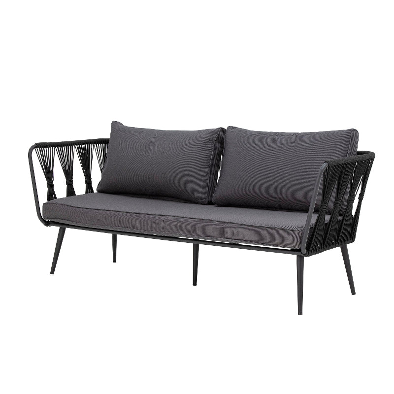 Bloomingville Pavone Black Metal and Grey Outdoor Sofa