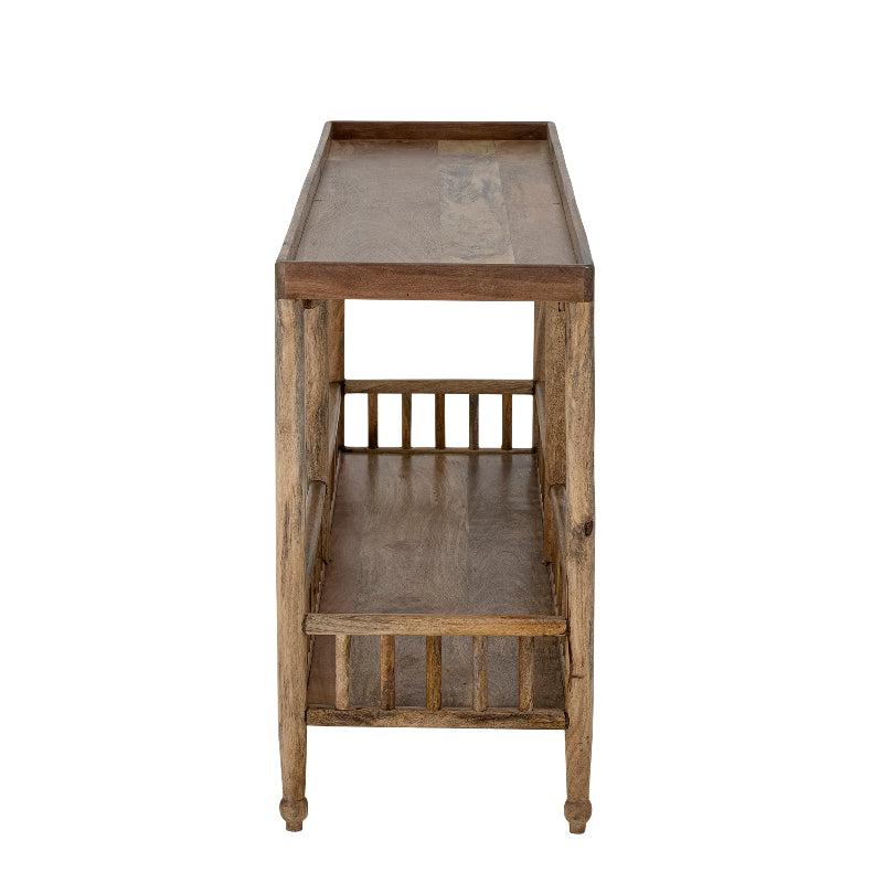 Wooden console table on a white background