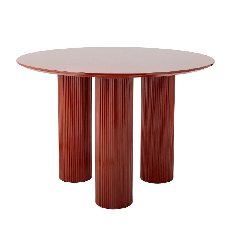 Round table with ribbed cylindrical legs on a white background