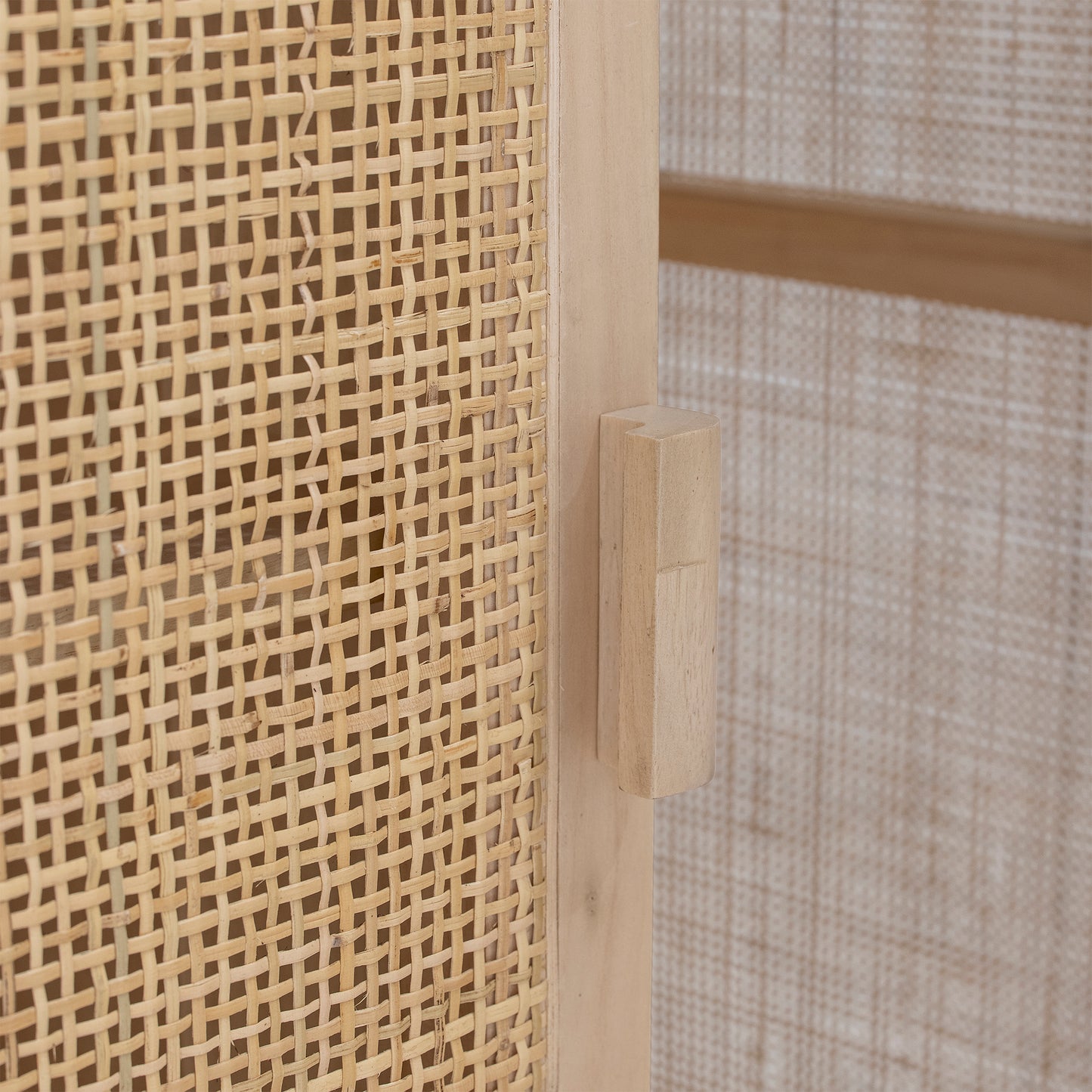 Bloomingville Marikka Pine and Rattan Wardrobe